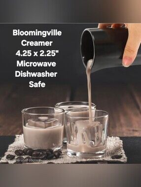 Vintage Bloomingville Handleless Black Ceramic Creamer Pitcher 4.25x2.25"